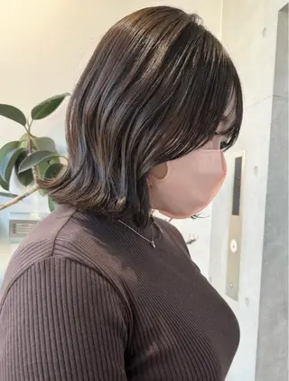 ミディアム カラー パーマ ヘアアレンジ 透明感/オリーブ/ グレージュ/YUKAのヘアスタイル