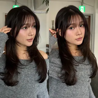 セミロング レイヤー/顔周り/ 透明感/ののか💞のヘアスタイル