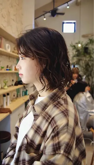 ミディアム パーマ ショート& パーマ　坂本のヘアスタイル