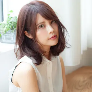 ミディアム カラー パーマ ヘアアレンジ 髪質改善/韓国風 レイヤー/田村祐樹のヘアスタイル