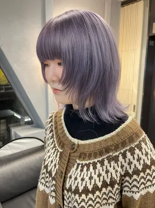 ミディアム カラー TATSUブリーチ/ ミルクティーベージュのヘアスタイル