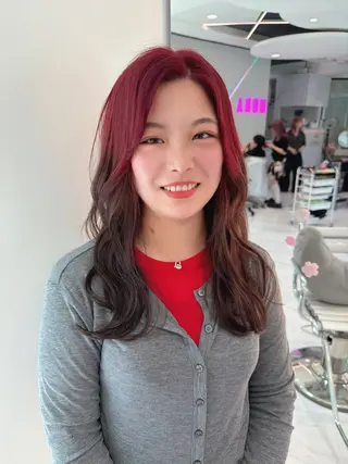セミロング カラー SAYAKA 🍒／ボブ／暖色のヘアスタイル