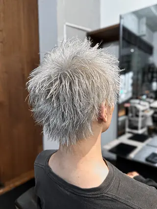 ショート カラー メンズ ブリーチカラー🔥 パーマ【佐々木凌平】のヘアスタイル