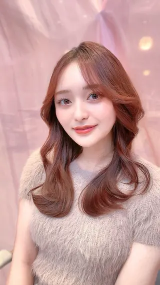 ミディアム カラー 韓国ヘア/レイヤー/ 顔まわり/りょーとのヘアスタイル