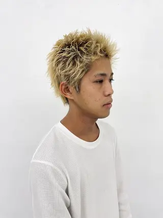 メンズ スパイキーパーマ 柏NO1 藤本葉のヘアスタイル