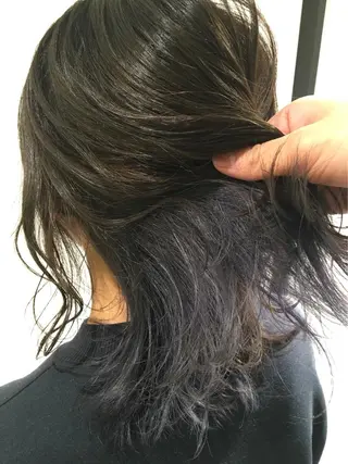セミロング カラー ヘアアレンジ 白髪ぼかしハイライト 茗荷谷駅徒歩2分のヘアスタイル