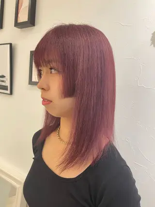 セミロング カラー 縮毛・酸性ストレート 特化のヘアスタイル
