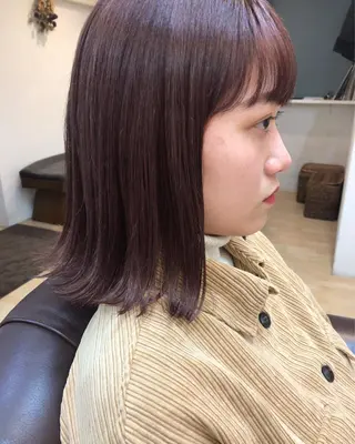 ミディアム カラー クニモトハルナ ボブ/柔らかカラーのヘアスタイル