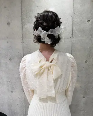 セミロング ヘアアレンジ ヘアセット/レイヤー オリーブ/はるか🎀のヘアスタイル