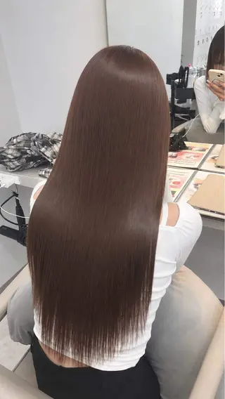ロング カラー 艶カラー ／韓国風カラーのヘアスタイル