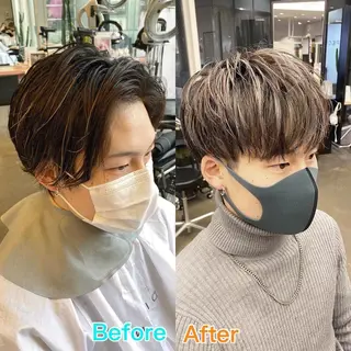 ショート カラー メンズ 透明感カラー🌿 グレージュ🐺陽介のヘアスタイル