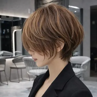ショート カラー 《髪質改善✖️レイヤ ー🩶》ナオヤのヘアスタイル
