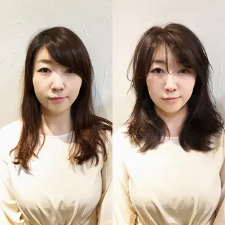 セミロング 髪質改善縮毛矯正 専門店のヘアスタイル