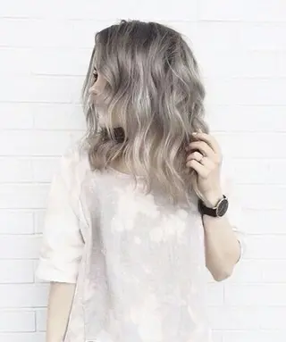 セミロング カラー パーマ ヘアアレンジ チビ編み込みエクステ シールEXどぅ〜すのヘアスタイル