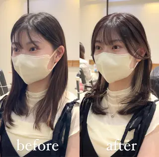 セミロング カラー 大人可愛い透明感🌟 小顔・韓国髪🌟野中のヘアスタイル