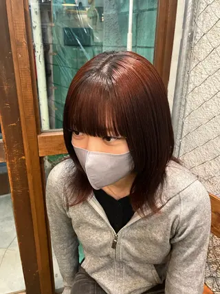 ミディアム カラー ヘアアレンジ ボブ×艶カラー 特化・リクト💥のヘアスタイル