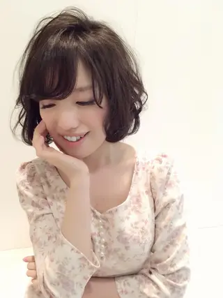ミディアム カラー パーマ 田中 奈布のヘアスタイル