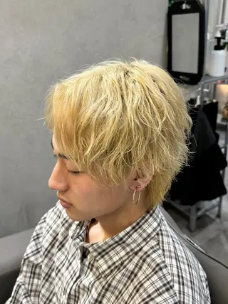 パーマ メンズ Salon de Qualia(サロンドクオリア)所属・ハイトーン/外国人風 カラー/メンズパーマのヘアスタイル