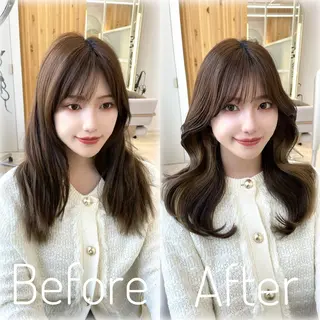 セミロング カラー 🇰🇷韓国風くびれ ヘア🇰🇷中村優大のヘアスタイル