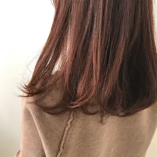 セミロング カラー オリーブ/アッシュ やわらか透明感カラーのヘアスタイル