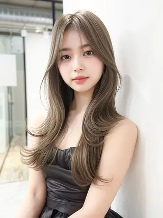 ロング カラー 脱！黒髪 ダブルカラー【上野】のヘアスタイル