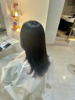 セミロング カラー 畑中 夢のヘアスタイル