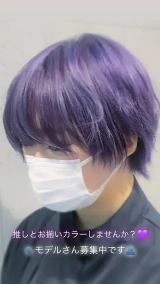ショート カラー ヘアアレンジ アニメ髪・ウルフ🦇 樋口莉夏のヘアスタイル