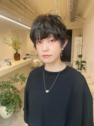 ショート パーマ 丹羽大喜 縮毛矯正/美髪矯正のヘアスタイル