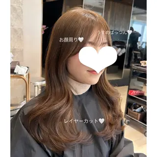 セミロング カラー 🍼顔周りカット/ レイヤー/小川華奈のヘアスタイル