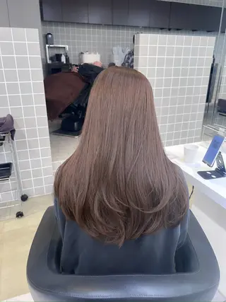 ロング カラー パーマ ヘアアレンジ メンズ キッズ ブリーチなしカラー/ ブラウン/レイヤーのヘアスタイル