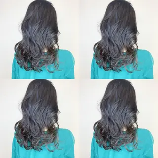 セミロング カラー 韓国レイヤーカット/ ダブルカラーのヘアスタイル