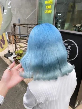 セミロング 🤍ムラ修正ブリーチ 🤍原宿/YUUのヘアスタイル