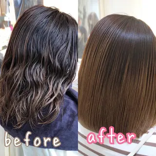 ミディアム パーマ 安井　昴 💫ブリーチ縮毛矯正のヘアスタイル