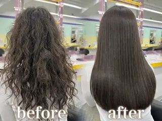 ロング ブリーチ縮毛矯正加藤 赤み無し透明感ヘアのヘアスタイル