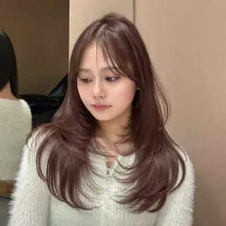 ロング 縮毛矯正/レイヤー 韓国/顔まわり/夢音のヘアスタイル