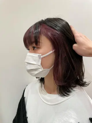 ミディアム カラー 韓国風ハッシュカット 似合わせレイヤー池袋のヘアスタイル