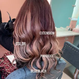 ロング カラー エクステ🩵ブリーチ 韓国ヘア🩵KAEのヘアスタイル