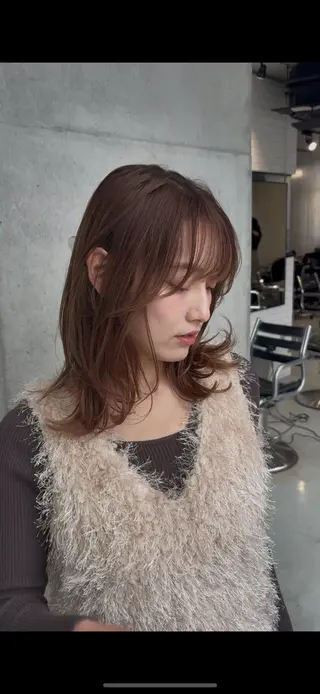 ミディアム カラー パーマ レイヤー/グレージュ 髪質改善/コウスケのヘアスタイル