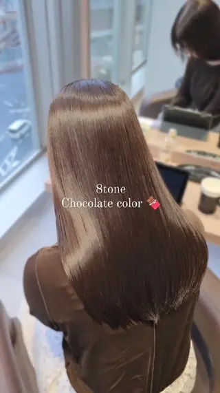 カラー セミロング 縮毛矯正をしている人 のためのカラーのヘアスタイル
