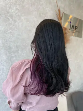 ロング カラー たなか りなのヘアスタイル