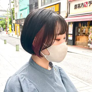 ミディアム カラー ショート/ボブ/ 透明感カラー/ほのかのヘアスタイル