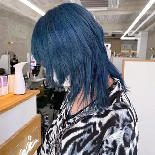 ミディアム カラー Lull1人美容室 バレイヤージュのヘアスタイル