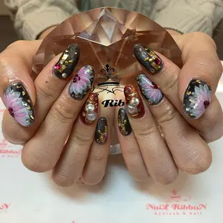 ネイル ネイルリボン 受付スタッフのネイルデザイン
