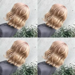 ミディアム カラー ヘアアレンジ TAKUMAブリーチ /切りっぱなし🪽のヘアスタイル