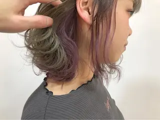 ミディアム カラー 横浜ブリーチムラ直し ハイトーン/ブリーチのヘアスタイル