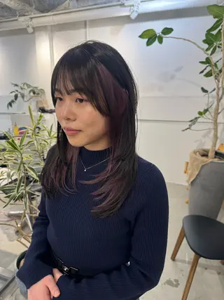 セミロング 新宿/顔周りカット +レイヤー=しずく♩のヘアスタイル