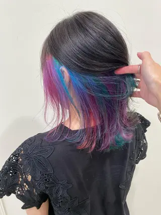 ミディアム カラー ハイトーンカラー🌈 メンズパーマ鈴木康平のヘアスタイル