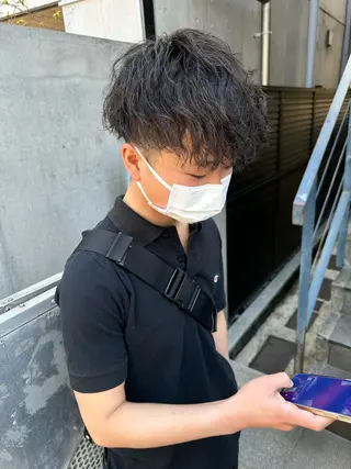 ショート パーマ メンズ 原宿↔︎浦和　美容師 折笠　亮のヘアスタイル