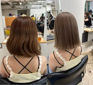 ミディアム カラー ベージュ/髪質改善 新潟/万代/井上佑のヘアスタイル