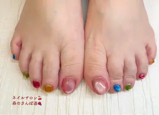 ネイル ショートネイル 森のさんぽ道のネイルデザイン